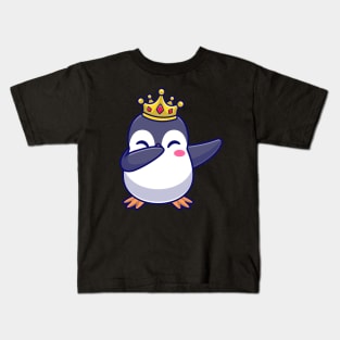 Cute King Penguin Dabbing Cartoon Kids T-Shirt